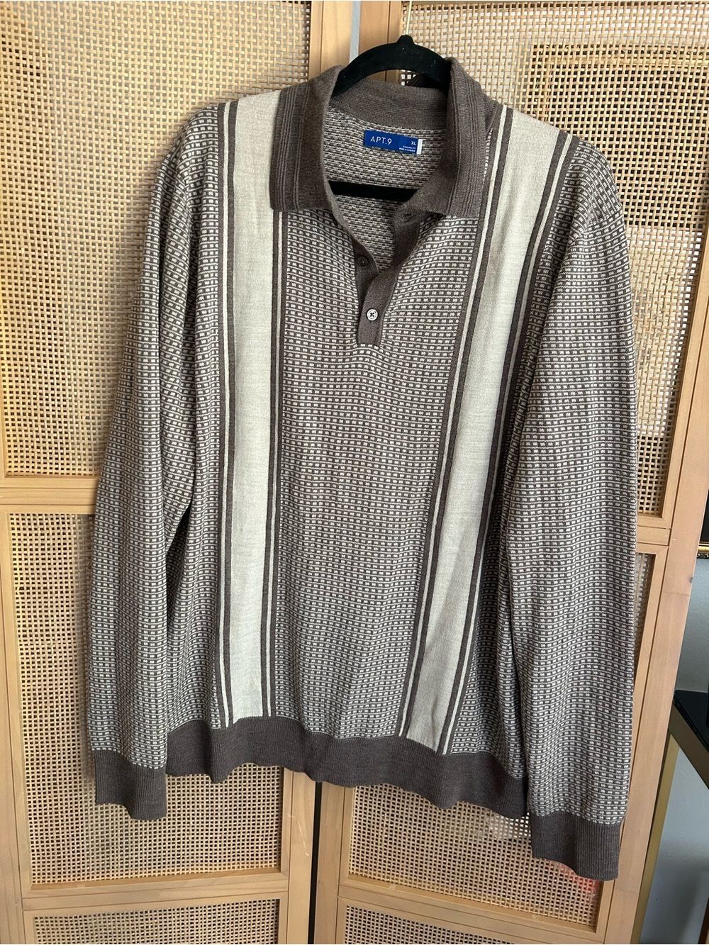 Apt. 9 NWOT Brown Knit Polo Sweater Men's XL Preppy Coastal Grandpa - Picture 1 of 4
